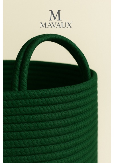 Mavaux Doğal El Dokuma Hasır Jüt Sepet 20x26 Cm Dekoratif, Çok Amaçlı, Şık Ve Dayanıklı Saklama Sepeti Yeşil