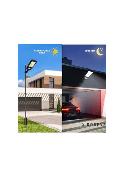 Tr Güneş Enerjili Solar Sokak Lambası 6 Cob Led Hareket Sensörlü Kumandalı Su Geçirmez Bahçe Aydınlatması120 L