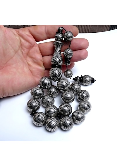 Tesbih Ruyasi Özel Tasarım 20 MM Premium Nokta İşçilikli Erzurum Oltu Taşı Tesbih