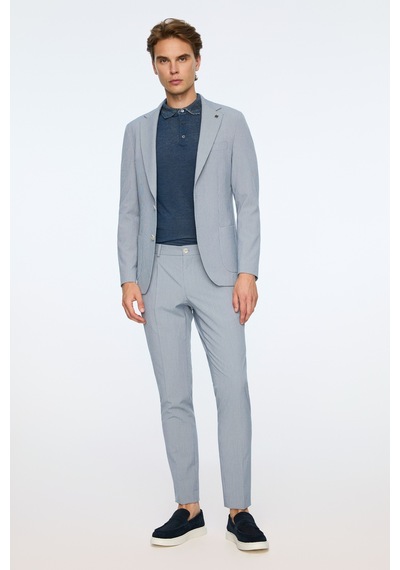 Morven Erkek Lacivert Poliviskon Trend Desenli Slim Fit Mono Yaka Ceket 26ys002006200 Lacivert