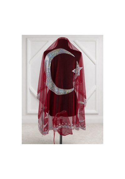 Azra Kına Kırmızı Ayyıldızlı Asker Damat Omuz Örtüsü, Sağdıç Kına Omuz Örtüsü, Kına Örtüsü, Damat Örtüsü Şalı, Söz Nişan Düğün Kare Kına Gecesi Örtüsü