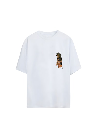 Noıssey Köpekler - Fermuar Tasarımlı Unisex Oversize T-shirt Çok Renkli
