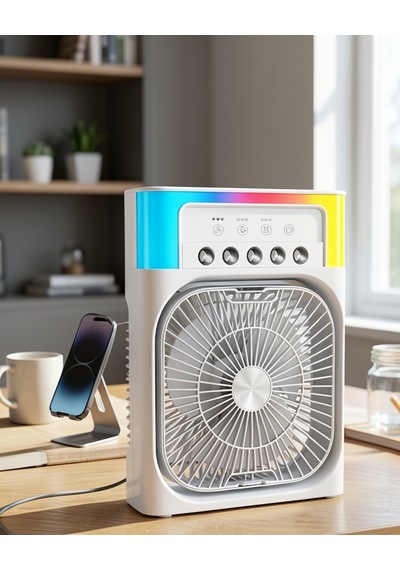 Mini Su Püskürtmeli Klima Fan Usb Şarjlı Rgb Işıklı Uczzzışıklıfan5005