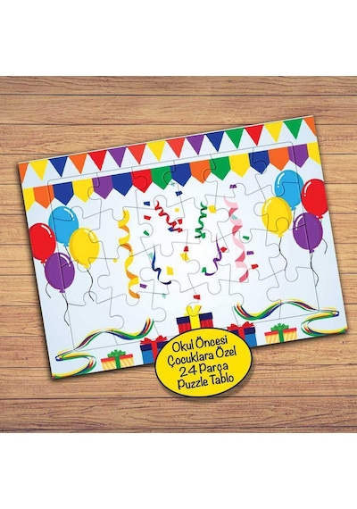 Renkli Balonlar Ve Kurdele Çocuklara Özel Puzzle Yapboz Tablo-189pz