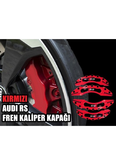 Kırmızı Audi Rs 4'lü Kaliper Seti Yapıştırma Logolu