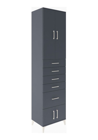 Hyperion Dolap 3 Raflı 5 Çekmeceli 4 Kapaklı 60x44x243 Antras... Antrasit