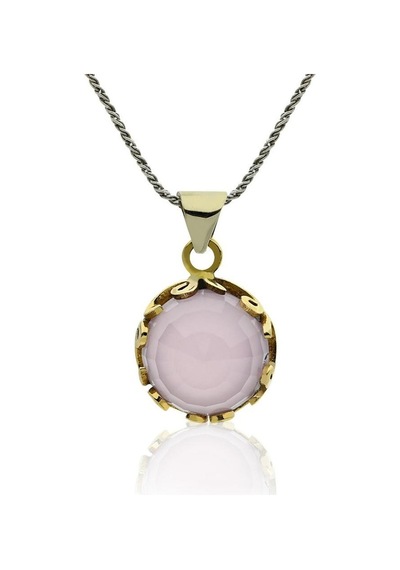 Pembe Kuvars Taşlı Vav Harfi Motifli Otantik Gümüş Kadın Set Rs10127