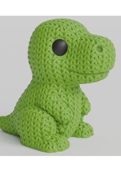 Örgü Dokulu Yeşil Dinozor - 3d Yazıcı Tasarım T-rex Figürü