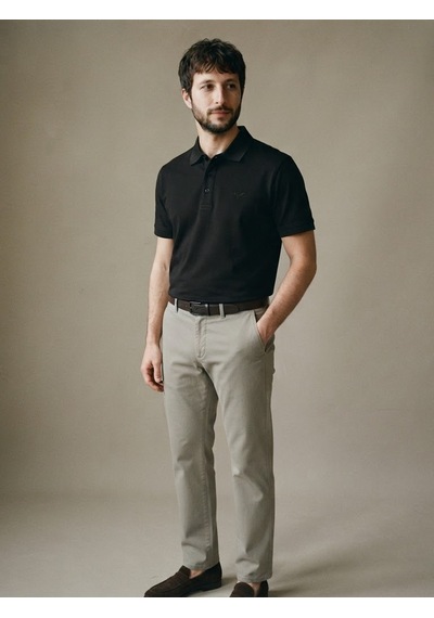 Maccali Erkek Siyah Basic Polo Yaka Tişört