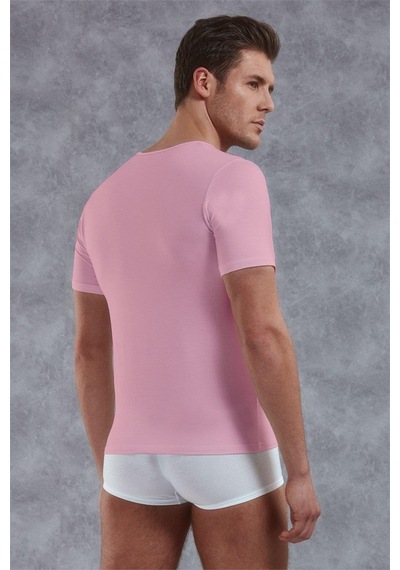 Doreanse Erkek Modal Derin V Yaka Kısa Kol T Shirt 2820 Pembe Pembe