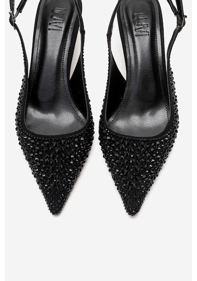 Luvishoes Thea Siyah Taşlı Kadın Topuklu Ayakkabı Siyah - Taş