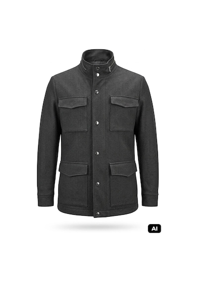 İgs Siyah Regular Fit Standart Kalıp Dik Yaka Balıksırtı Desenli Kapitoneli Mont-26256