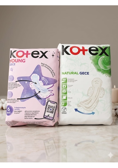 Kotex Natural Gece Kotex Young Gece 14+16 Anne Kız Paketi