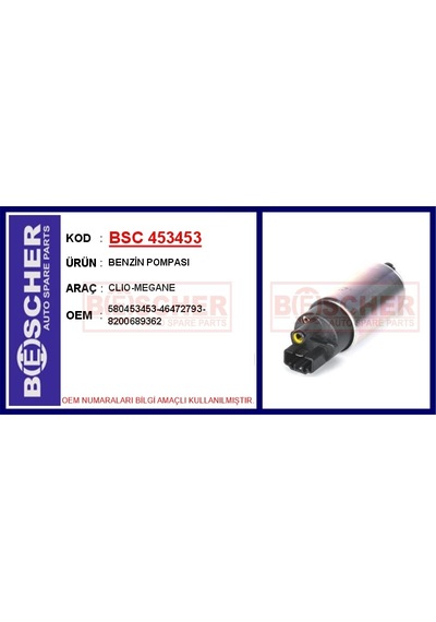 Bsc 453453 Benzin Pompası Clıo-megane 580453453-46472793-8200689362 -