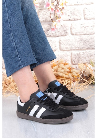 Fort Cool Angola Rahat Esnek Kadın Sneaker Ayakkabı Siyah - Beyaz