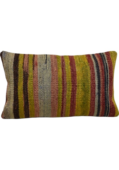 Zehra Abla Halı Yeni El Dokuma Dekoratif Lumbar Kilim Kırlent Yastık Kılıfı 6125