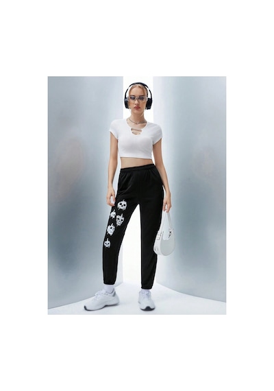 Tarzsokak Coolane Skull Print 4 Mevsim Eşofman Siyah