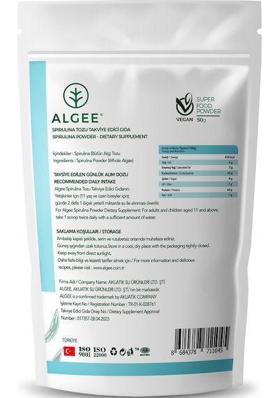 Algee Spirulina Toz 50 G