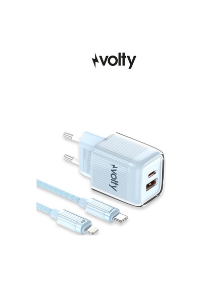 Hızlı Şarj Adaptörü 35w Gan + Lightning Kablo 30w Pd Usb-c&usb-a, Tablet&telefon Mavi-v0102018