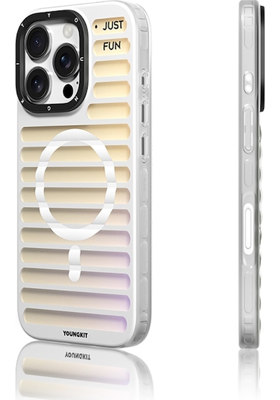 Apple Uyumlu iPhone 16 Pro Max Kılıf Magsafe Şarj Özellikli Youngkit Geek Serisi Kapak Beyaz