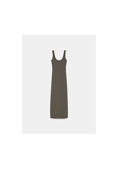 Dilvin 91733 Askılı Midi Boy Elbise-haki-16506
