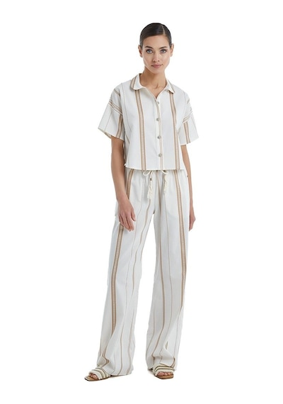 Blackspade Kadın Kısa Kol Crop Gömlekli Bej Pijama Takımı C4t0n4o06- 001