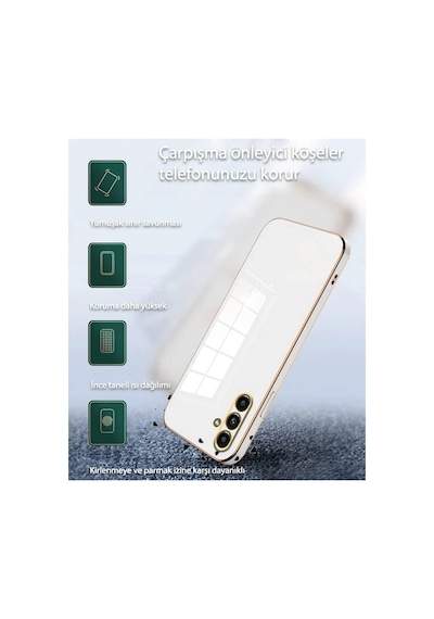 Uray Store Samsung Galaxy Uyumlu  A35 5g Kılıf Volet Silikon - Beyaz
