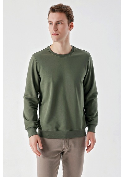 Morven Erkek Yeşil Basic Bisiklet Yaka Sweat-shirt Yeşil