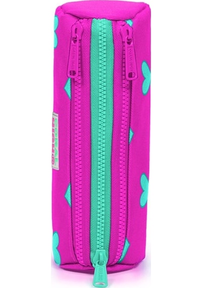 Pembe Kalp Desenli Üç Bölmeli Kız Çocuk Kalemkutu 22 X 7 X 7-Kız-Pembe