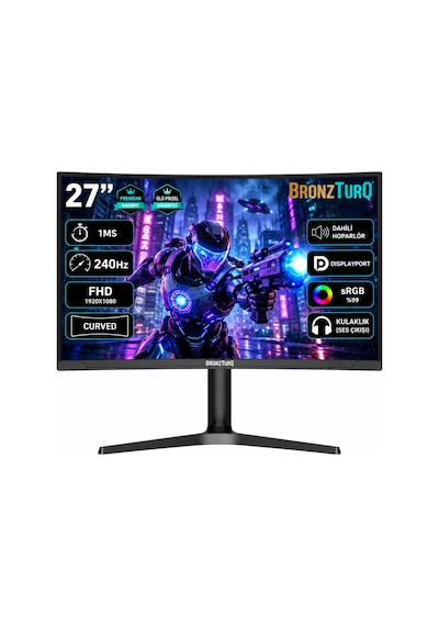 Bronzturq 27" 240hz 1 Ms Dp + Hdmı Fhd Kavisli Monitör Btq270fhd240-jy