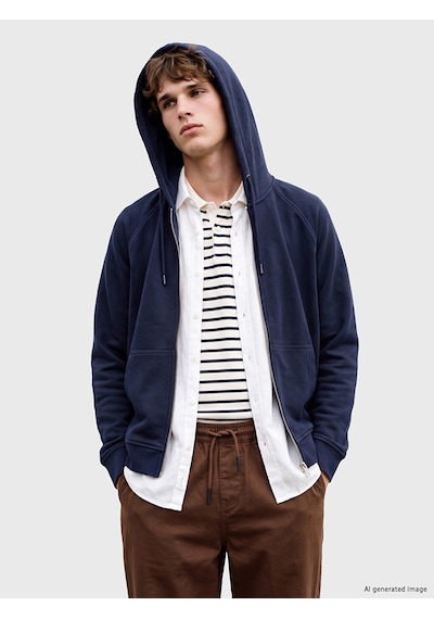 LC Waikiki Lc Waıkıkı Lacivert Kapüşonlu Erkek Fermuarlı Sweatshirt