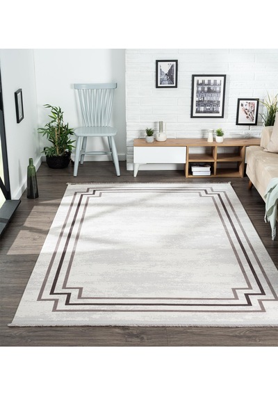 Trend 2803 Gri Salon, Mutfak, Yatak Odası Halısı - Makinede Yıkanabilir-1091 Gri