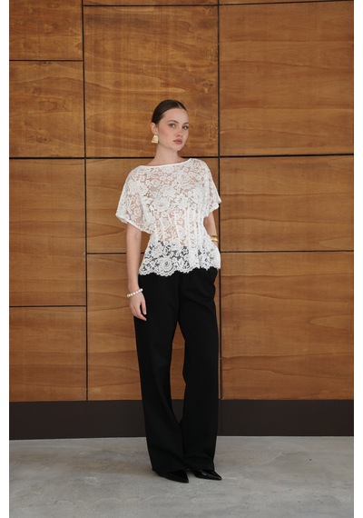 Verymoda Beli Gipeli Brode Bluz D2966 Krem