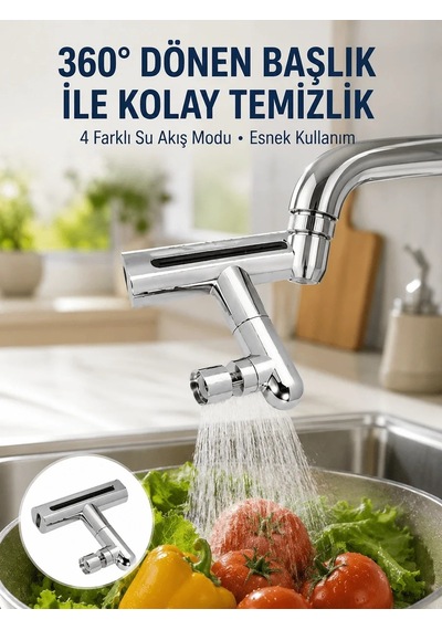 Lb 360 Dönüşlü Su Akışı Başlığı 4'ü 1 Arada Kullanım Yeni Nesil Çok Renkli