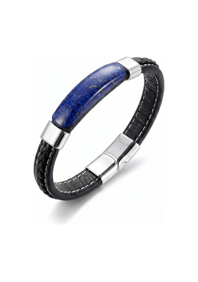 Moncuk Design Lapis Royal Doğal Taşlı Deri Çelik Erkek Bileklik 33512b1d16 Çok Renkli