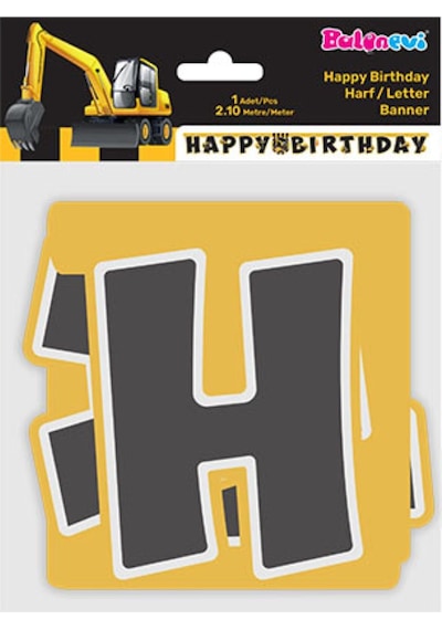 Balonevi Lisanslı İnşaat Temalı Happy Birthday Banner
