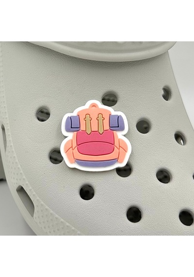 Crocs Terlik Süsü Ve Aksesuarı , Çanta Süsü Jibbitz 3d Sırt Kamp Çantası 05 Logo Aksesuar Bej-kahve-turuncu-siyah