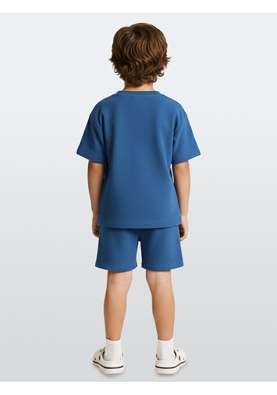 Denokids Erkek Çocuk Takım Havlu Kumaş Oversize T-shirt & Şort – Çapa Takım 7-12 Yaş