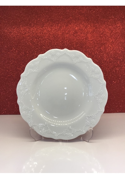 Porland Porselen Queen Beyaz 16 Cm Düz Tatlı Tabak 3 Adet