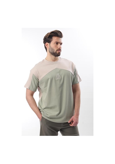 Madmext Bej Overfit Garnili Erkek T-shirt E7104 Bej
