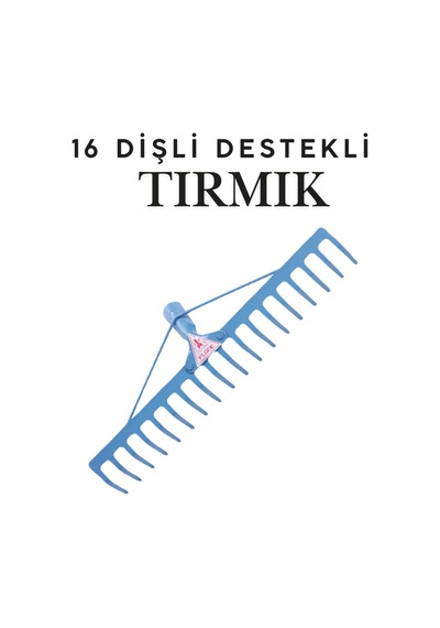 Füze 16 Tırmık 16 Dişli Takviyeli Çelik Bahçe Tırmığı - 4 Mm Kalınlık 56 Cm Bahçe Tarla Tırmığı