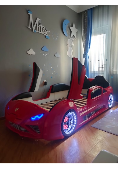 Lambo - Kapılı, Koltuklu Arabalı Yatak, Premium, Kırmızı Tek Kişilik Lambo - Kapılı, Koltuklu Arabalı Yatak, Premium, Kırmızı Tek Kişilik