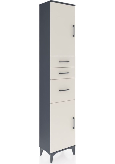 Arges Dolap 3 Raflı 3 Çekmeceli 2 Kapaklı 44x30x221 Antrasit-... Antrasit