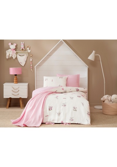 Özdilek 10 Parça Müslin Bebek Seti Önlüklü -rabbit Pembe
