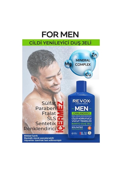 Revox Men Multi Mineral Kompleks Cildi Canlandırıcı Banyo Ve Duş Jeli 400 ML