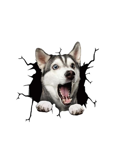 3d Desenli Husky Köpek Figürlü Sticker Etiketi
