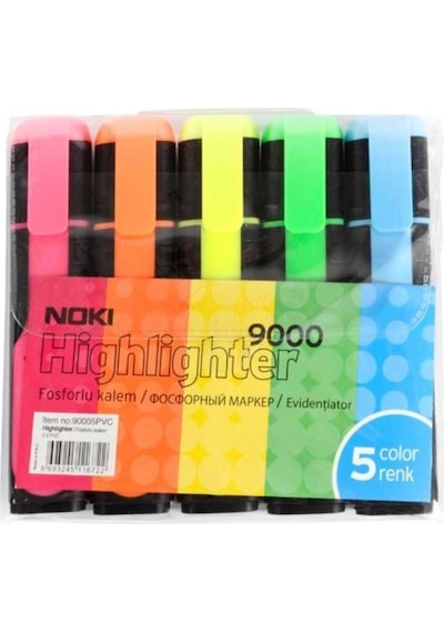 Noki Pvc 90005pvc Fosforlu Kalem 5'li Çok Renkli