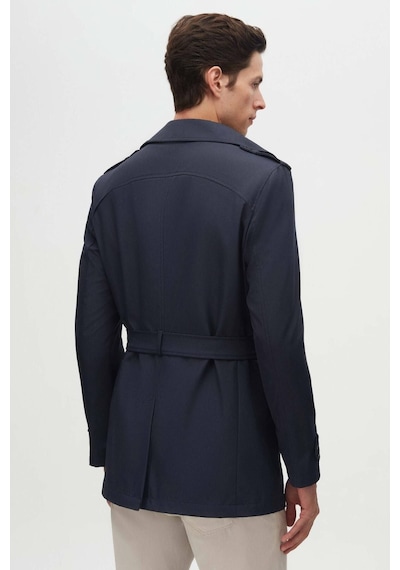 D's Damat Ds Damat Regular Fit Lacivert Apoletli Beli Kemerli Pardösü/Trenckot 1HF08ORT00013 Lacivert