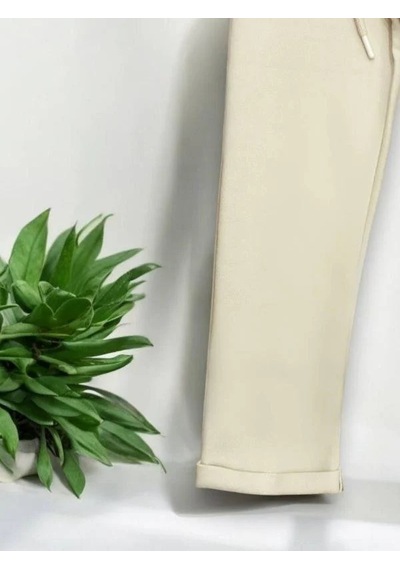 Zekids Erkek Çocuk Rahat Kalıp Beli Lastikli Pantolon-14502 Bej