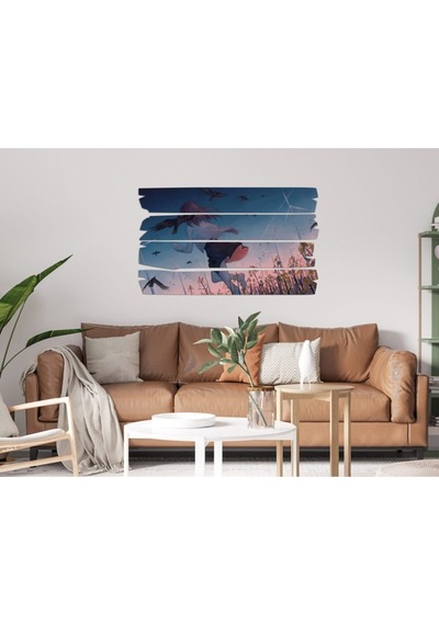 Anime Kız Rüzgar Türbini Kuşlar Mdf Tablo 0033 Model E